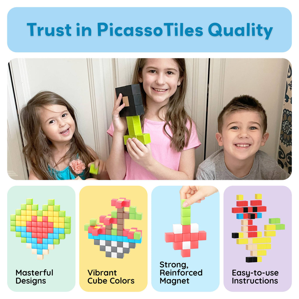 PicassoTiles - PicassoTiles 60pc 1.2" Magnetic Cubes Set - Ages 3+