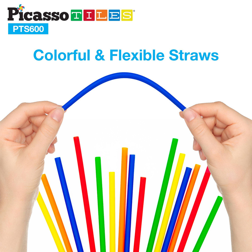 PicassoTiles - PicassoTiles 600pc Straw Building Set - Ages 3+