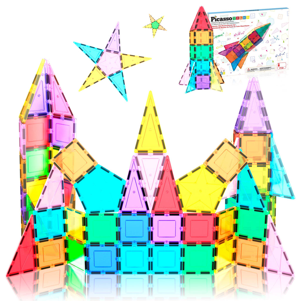 PicassoTiles - PicassoTiles 32pc Rocket Magnetic Tile Building Set - Ages 3+