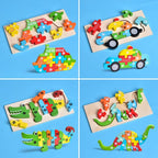 Fun Little Toys - 4-Pack Wooden Puzzles for Toddlers - Ages 2–4