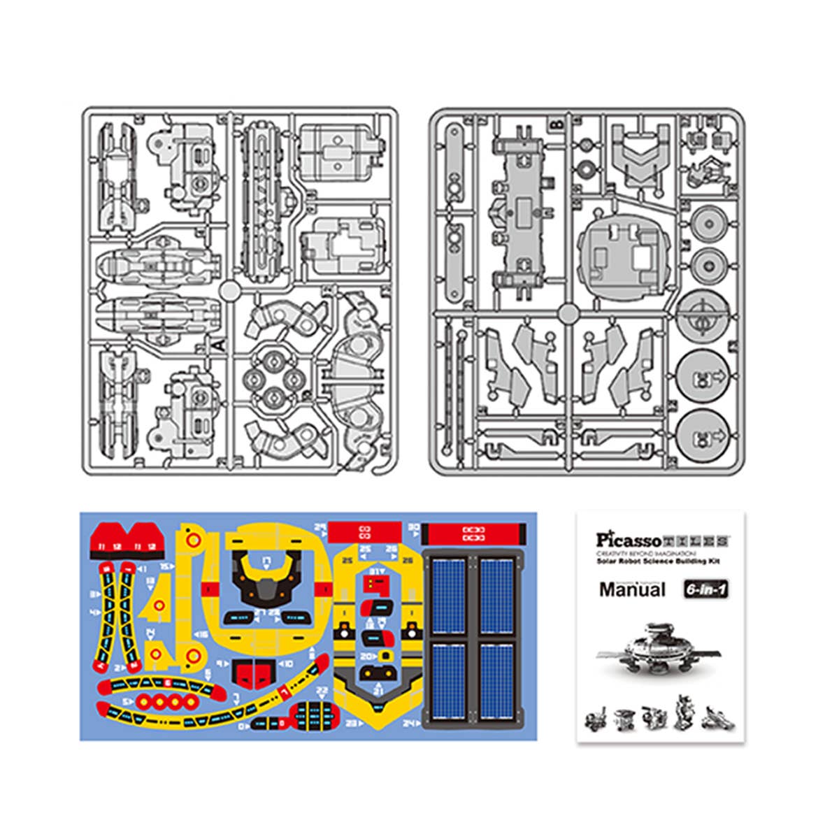 PicassoTiles - PicassoTiles 6-in-1 STEM Kids Solar Powered UFO Robot Kit - Ages 8+
