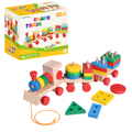 Fun Little Toys - Wooden Train Shape Sorter and Stacking Toy 25 Pcs - Ages 3+