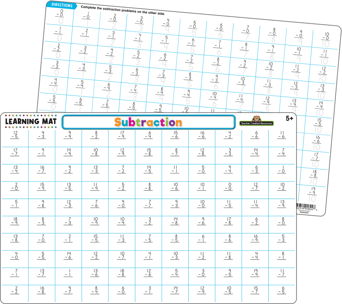 Teacher Created Resources - Subtraction Learning Mat - Large Table Mat - Ages 5+