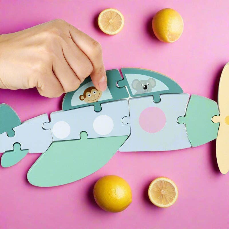 KiddieKickz - Wooden 3D Puzzle Building Toy: Airplane - Ages 2+