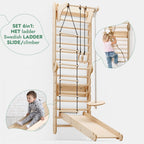 6in1: Wooden Swedish Wall / Climbing ladder for Children + Swing Set + Slide Board