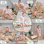 4in1 Montessori Climbing: Pikler Triangle + Arch + Slide Board + Cushion for Toddlers (1–3 Years) - Ivory