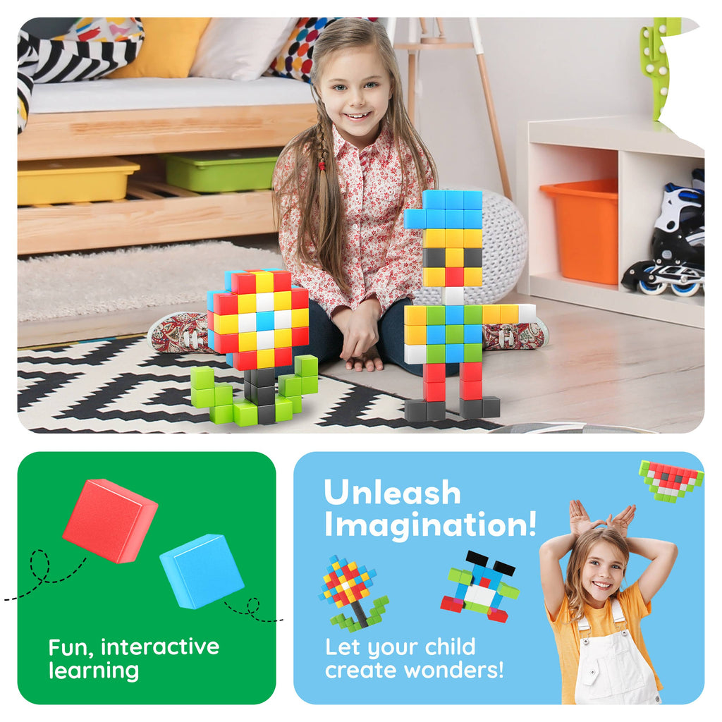 PicassoTiles - PicassoTiles 60pc 1.2" Magnetic Cubes Set - Ages 3+