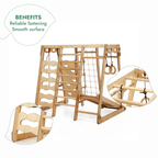 6in1 Indoor Jungle Gym for Toddler: Playground + Swings Set + Slide Board + Rope + Stairs