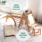 6in1 Montessori Climbing Frame Set: Triangle Ladder + Arch/Rocker + Slide/Ramp + Net + Cushion + Art Addition