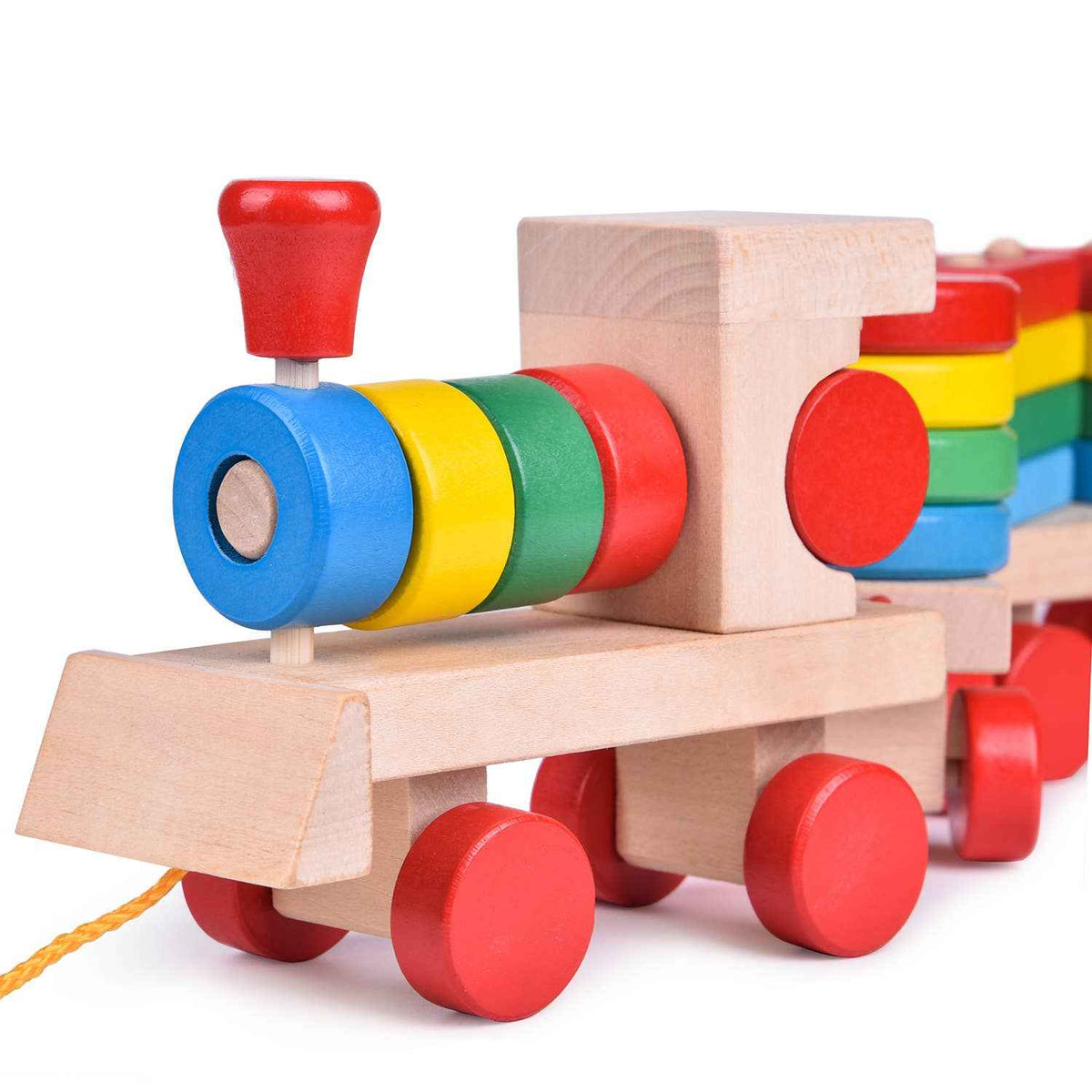 Fun Little Toys - Wooden Train Shape Sorter and Stacking Toy 25 Pcs - Ages 3+