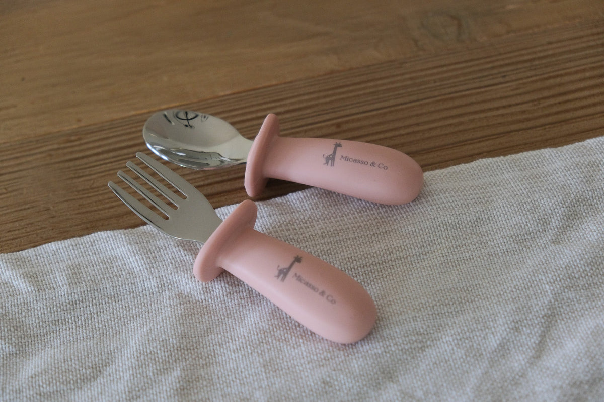 Ensemble cuillère et fourchette pour enfant | Inox et silicone