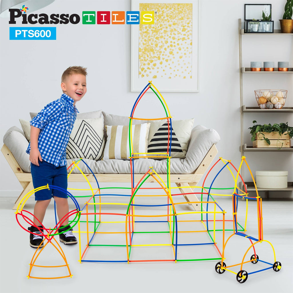 PicassoTiles - PicassoTiles 600pc Straw Building Set - Ages 3+