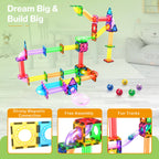 PicassoTiles - PicassoTiles Magnetic Marble Run Set: 70-Piece Set - Ages 3+