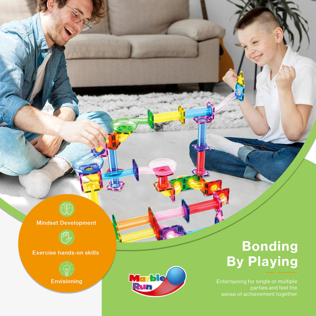 PicassoTiles - PicassoTiles Magnetic Marble Run Set: 70-Piece Set - Ages 3+