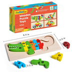 Fun Little Toys - 4-Pack Wooden Puzzles for Toddlers - Ages 2–4