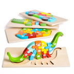Fun Little Toys - 4-Pack Wooden Puzzles for Toddlers - Ages 2–4