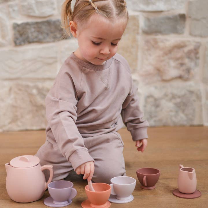 bug + bean kids - Silicone Tea Set - 12-Piece Set - Kids Pretend Playset - Ages 2+