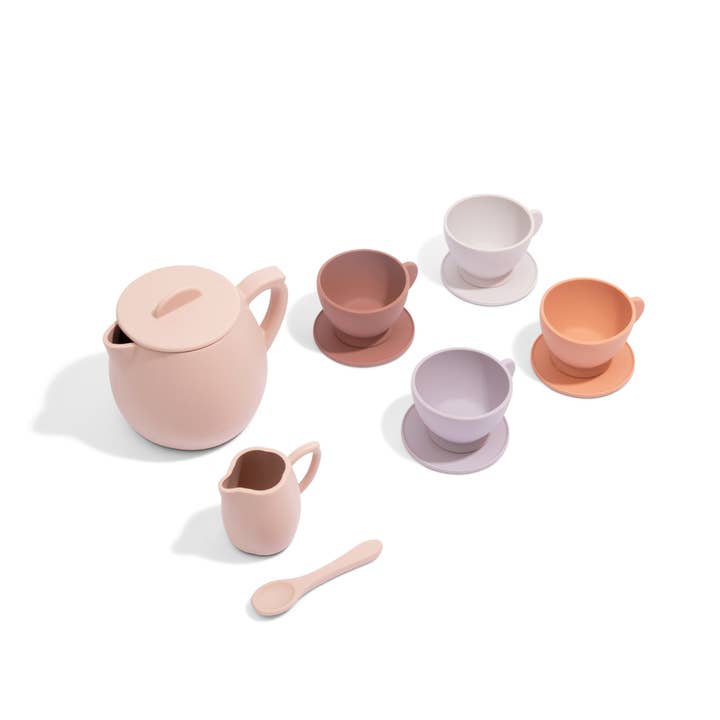 bug + bean kids - Silicone Tea Set - 12-Piece Set - Kids Pretend Playset - Ages 2+