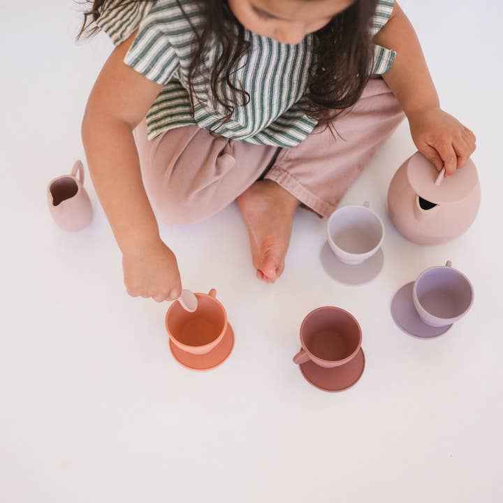 bug + bean kids - Silicone Tea Set - 12-Piece Set - Kids Pretend Playset - Ages 2+
