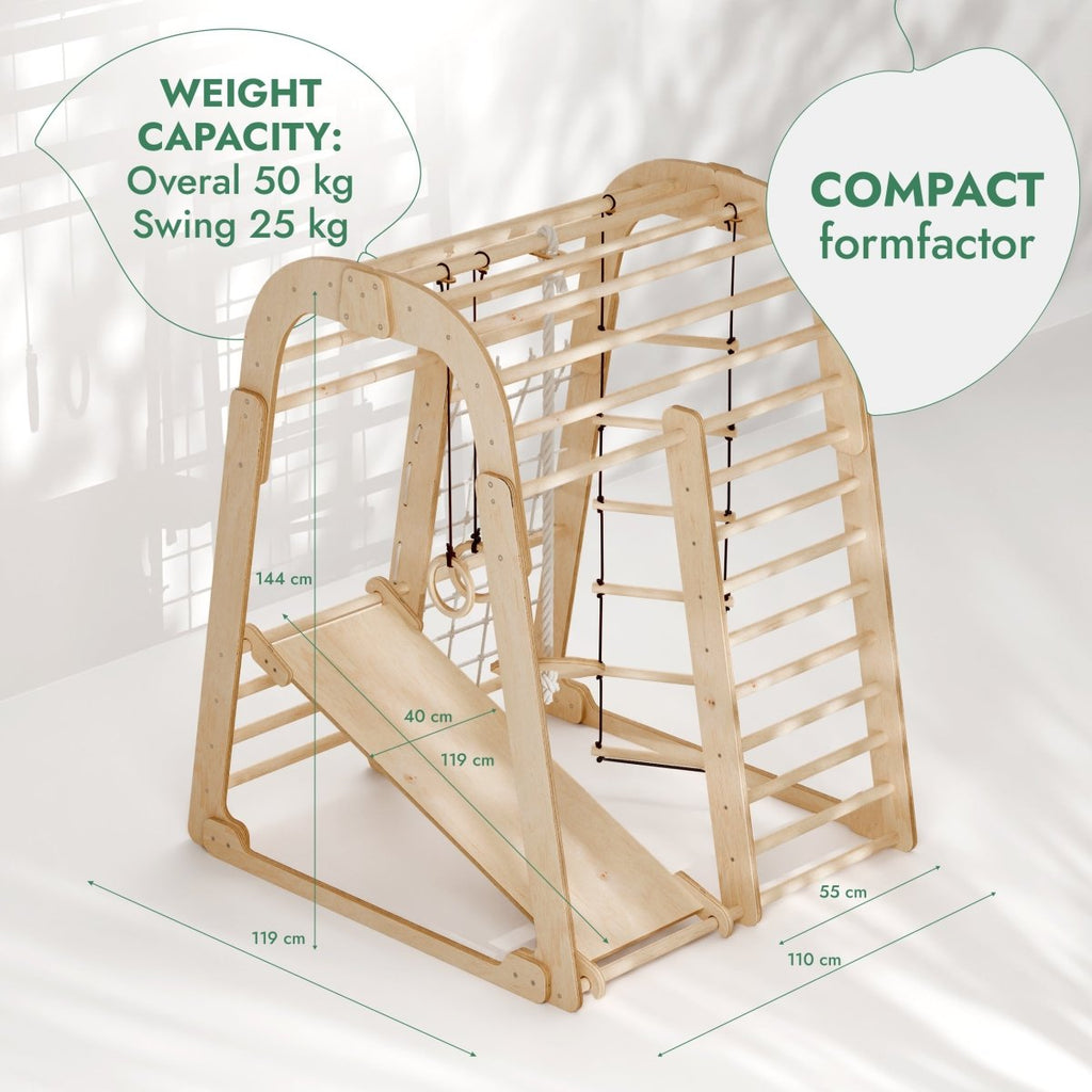 Indoor Wooden Playground for Children - 6in1 Playground + Swings Set + Slide Board