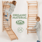 Wooden Swedish Wall 7in1/ Climbing ladder for Children + Swing Set + Slide Board + Art Add-on